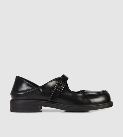 Black Leather Mary Jane