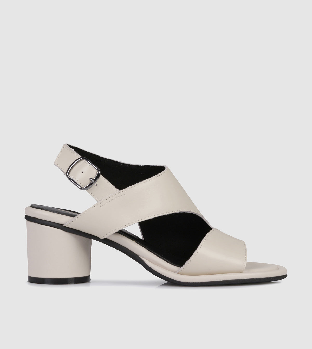 Cream Leather Block Heels