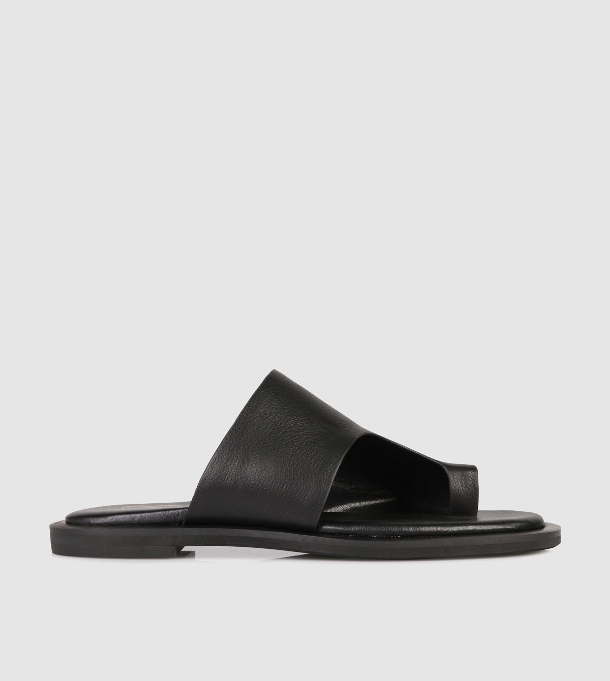 Black Leather Slides