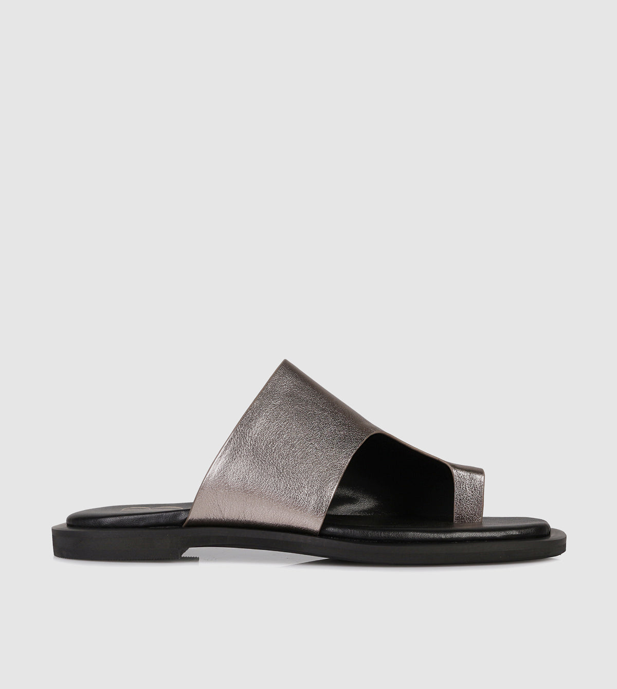 Metallic Silver Leather Slide